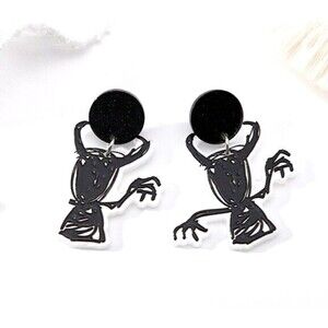 Halloween Earrings Little Devil Acrylic Stud Eccentric Party Costume - 1.75" L